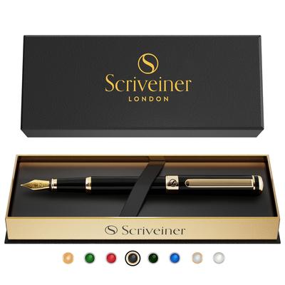 Перьевая ручка Scriveiner Finest Premium, привлекательная красота, отделка из 24-каратного золота, перо Schmidt с покрытием из 18-каратного золота, подходит для мужчин и женщин, профессиональных руководителей
