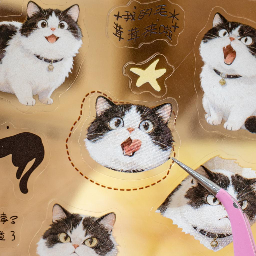 20sheets Hairy Diary Series Kawaii Ins Cartoon Cat and Dog Die Cutting Sticker Book DIY Handmade Scrapbook Aesthetic Stationery