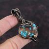 Колючая устрица Медь Бирюза Кулон Медная проволока Обернутый драгоценный камень Кулон ручной работы Ювелирные изделия Обернутый кулон для подарка Медь Дизайнерские украшения