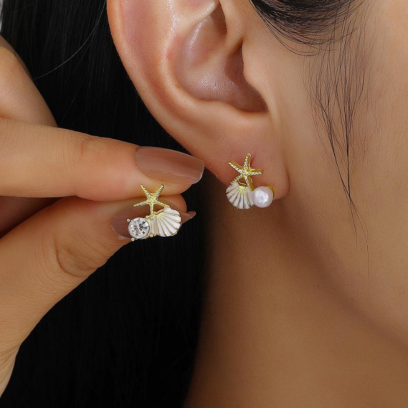 Новые серьги-пусеты с текстурой океанической раковины-преувеличения для женщин, модные аксессуары, персонализация, ювелирные серьги для повседневной носки