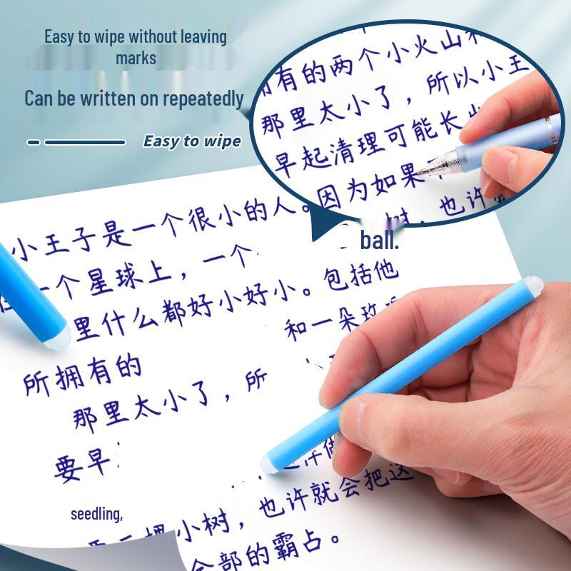 Кристально-синий Гелевый Стираемый Карандаш-Ручка - Идеально для Учеников 3-5 Классов, Магическая Стираемая Нажимным Движением, Легко Использовать.