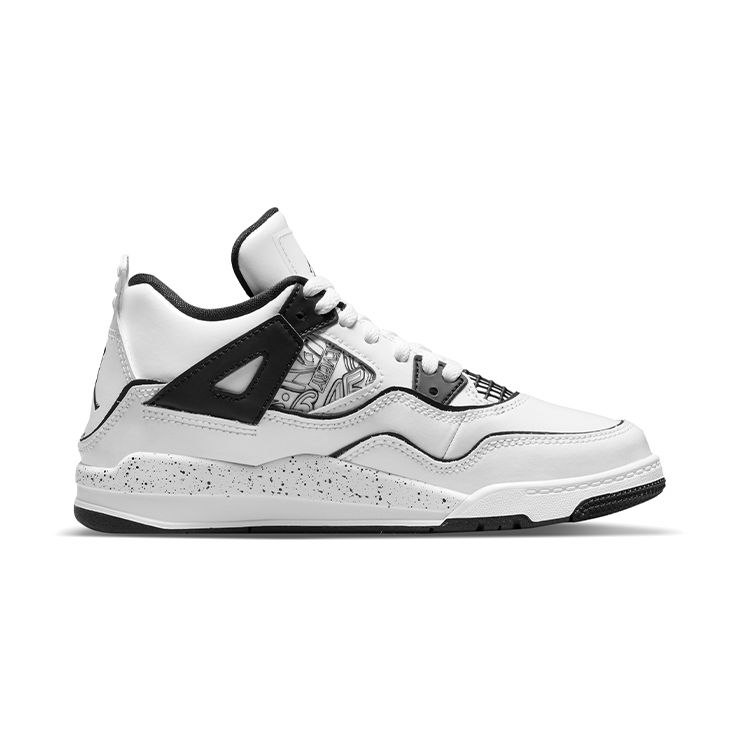 Детские кроссовки Air Jordan 4 Retro PS DIY Белый Черный Volt DC4100-100