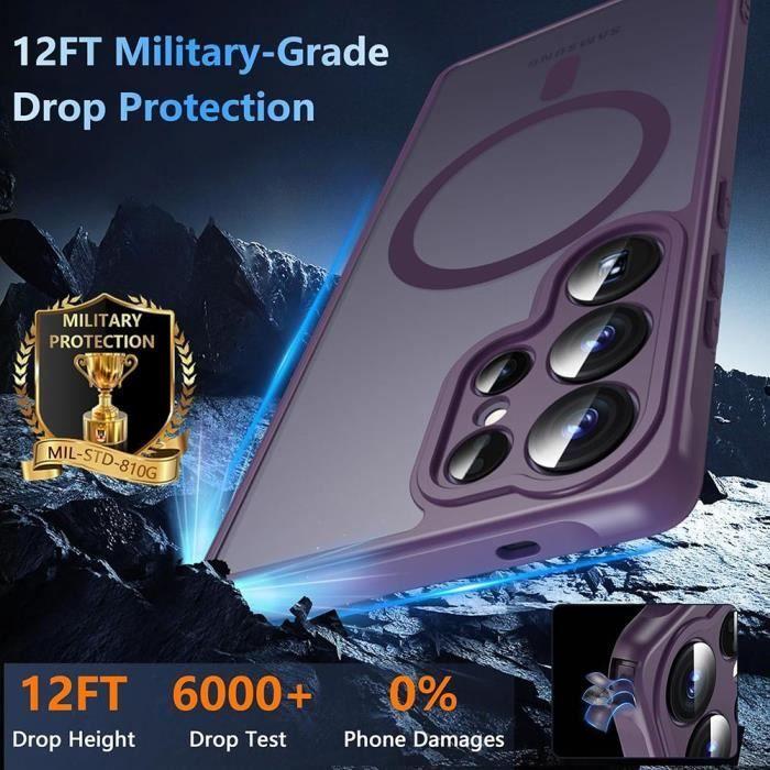 Case for Samsung Galaxy S25 Ultra, Protection with Magnetic Ring and Anti-Scratch Shockproof Camera Glass - Purple