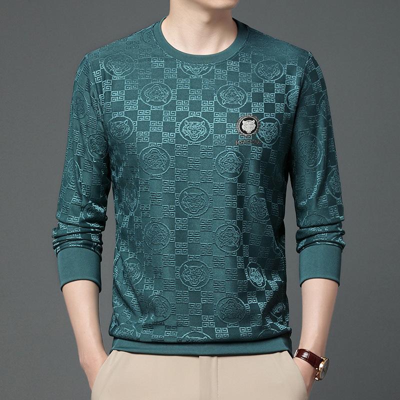 Spring and Autumn Men's Long-sleeved Round Neck Sweatshirt, Fashionable and Casual Hot Diamond Inner Layer, Men's Base Layer