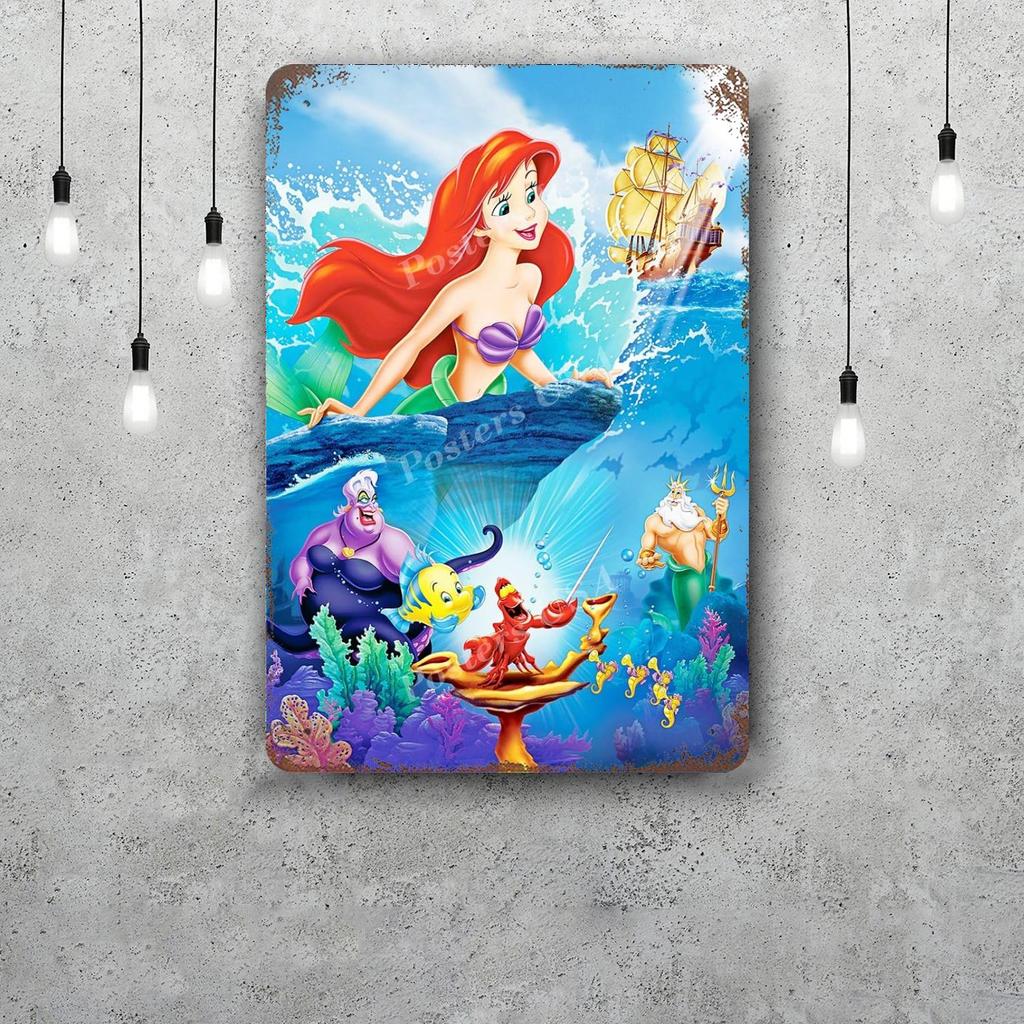 MINISO The Little Mermaid (Signature Edition) Decor Poster Tin Sign Metal Sign Decorative Plaque Pub Bar Cave Wall Decoration