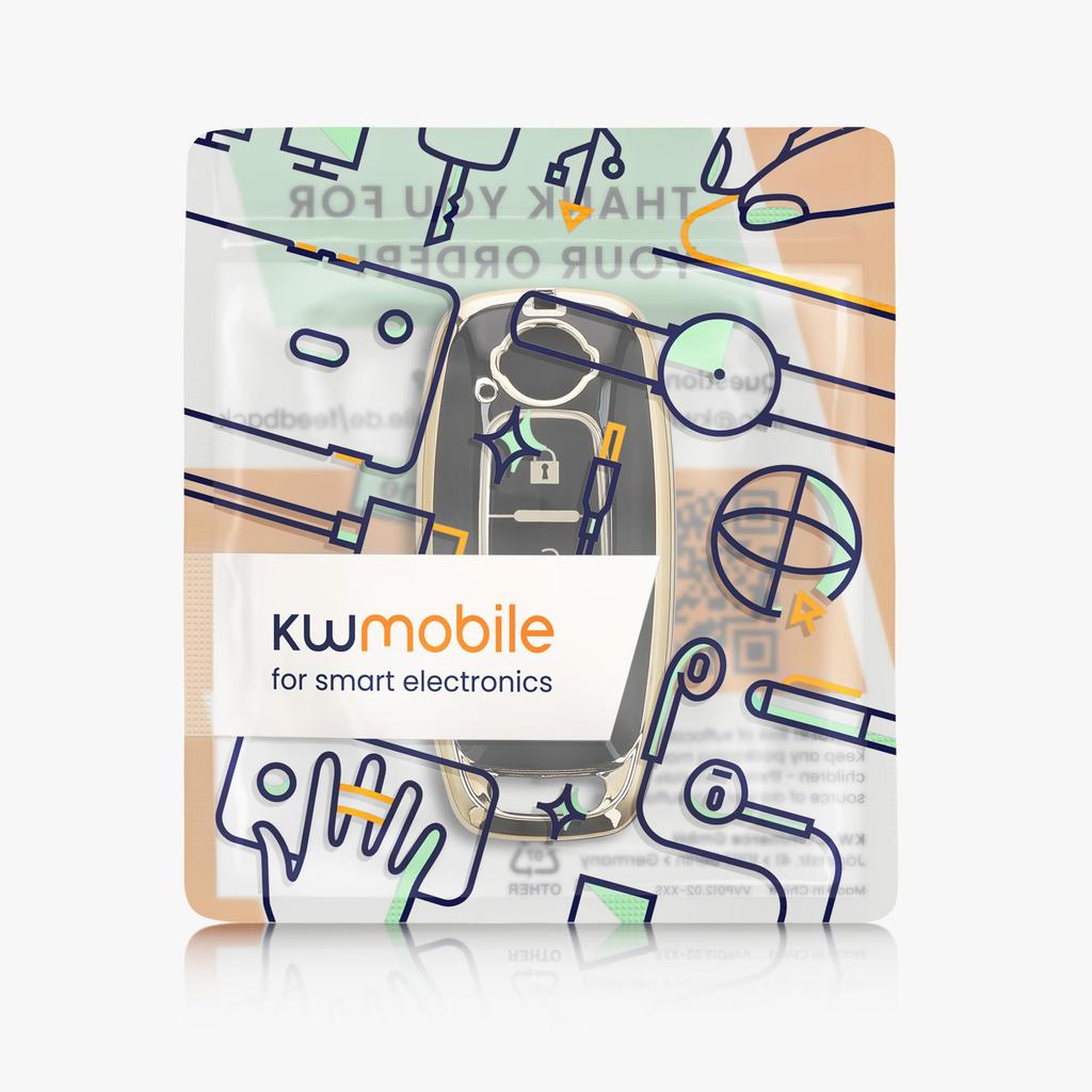 kwmobile Совместимый чехол для ключа для Nissan Ariya B6 B9 X-trail T33 Qashqai 3 цвета - чехол для ключа чехол для ключа из ТПУ с глянцевой отделкой - автомобильный ключ черный/золотой