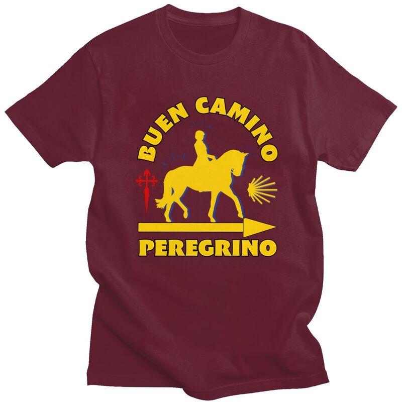 Custom Buen Camino De Santiago Tshirt for Men Short Sleeves T Shirt Fashion Tshirt Slim Fit 100 Cotton Tees Gift Idea