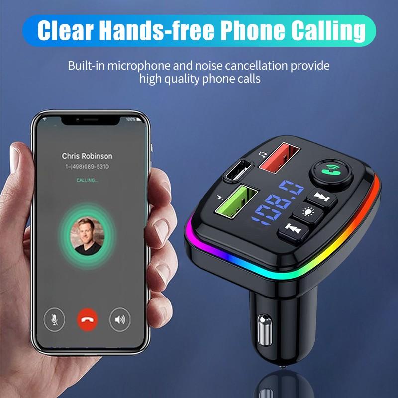 Bluetooth 5,0 FM-передатчик Атмосфера Свет Автомобильный MP3-плеер U-диск Музыкальный плеер Dual USB Автомобильный PD Быстрое зарядное устройство Громкая связь Приемник вызовов