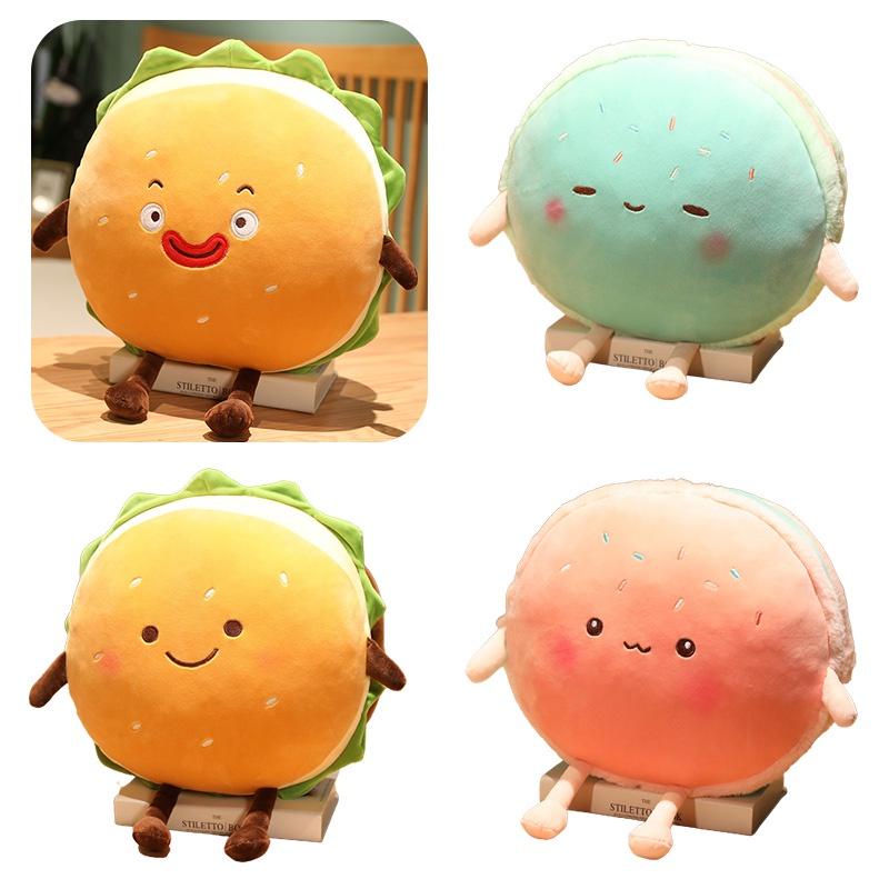 Cartoon Hamburger Plush Cushion With Short Plush Material For Home Decor And Comfort