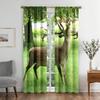 Натуральные олень, животное, растение, красочные зеленые шторы на окна в детской спальне, гостиной, зале, декоре кухни, шторах, жалюзи