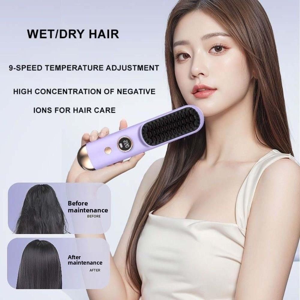 120-220C° Heating Comb 9 Temp Settings USB Charging Hair Brush Home Use