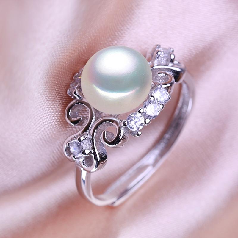 seniko Кольца с натуральным пресноводным жемчугом для женщин, модное женское кольцо с кубическим цирконием и CZ, ювелирные изделия с жемчугом, регулируемое кольцо