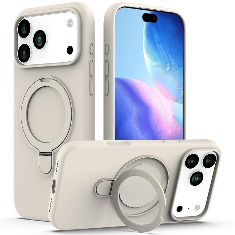 For iPhone 17 Pro Max 17 Air Case Magnetic Liuqid Silicone with Microfiber Lining inside Ring Stand Cover for iPhone17