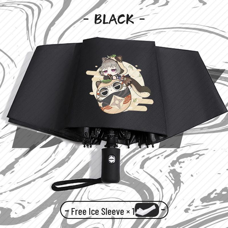 Зонт Genshin Impact Automatic складной с защитой от ультрафиолета для учеников начальной школы - устойчив к ветру, подходит для использования в солнечную и дождливую погоду