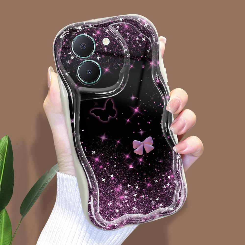 Милый мультяшный узор, кремовая текстура, мягкий силиконовый чехол с волнистыми краями, чехол для телефона для Vivo