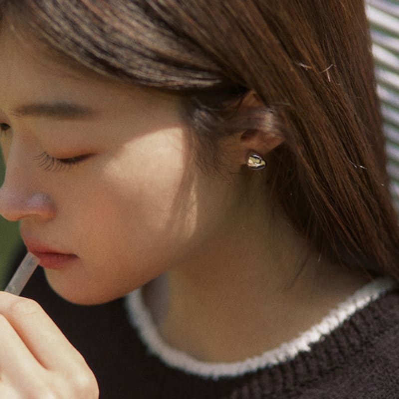 ADAUL Pearl knob reversible earring - silver