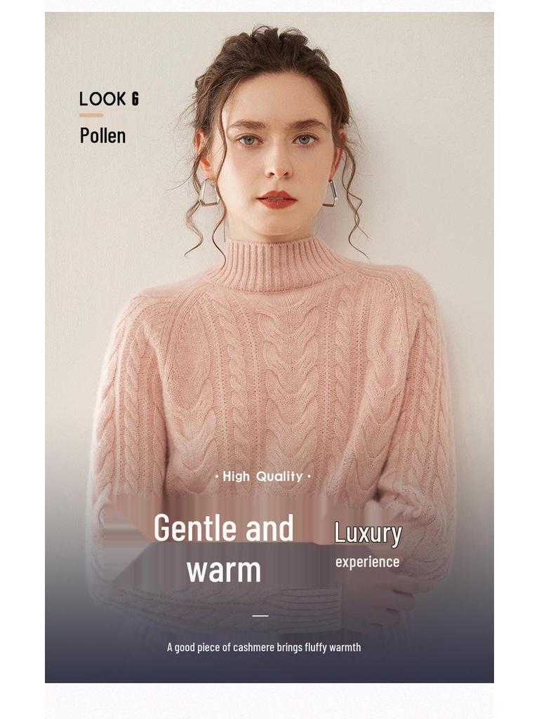 Женский приталенный кашемировый свитер-пуловер крупной вязки на осень/зиму