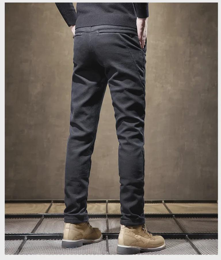 Мужские универсальные узкие эластичные джинсы — модные, удобные, мягкие, прямого кроя с добавлением бархата