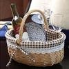 Льняная подкладка Корзина для хранения Многоцелевая корзина для пикника Плетеная корзина из лозы Отдых на природе