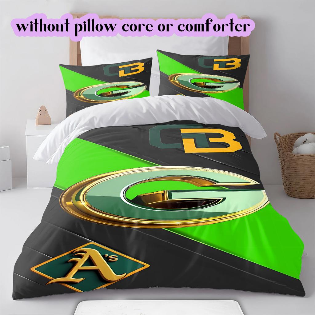 football Logo Pattern Bedding Quilt Set Quilt Cover Pillowcase Home Decoration Birthday Gift (1*duvet cover+ 2*pillowcase, without core)