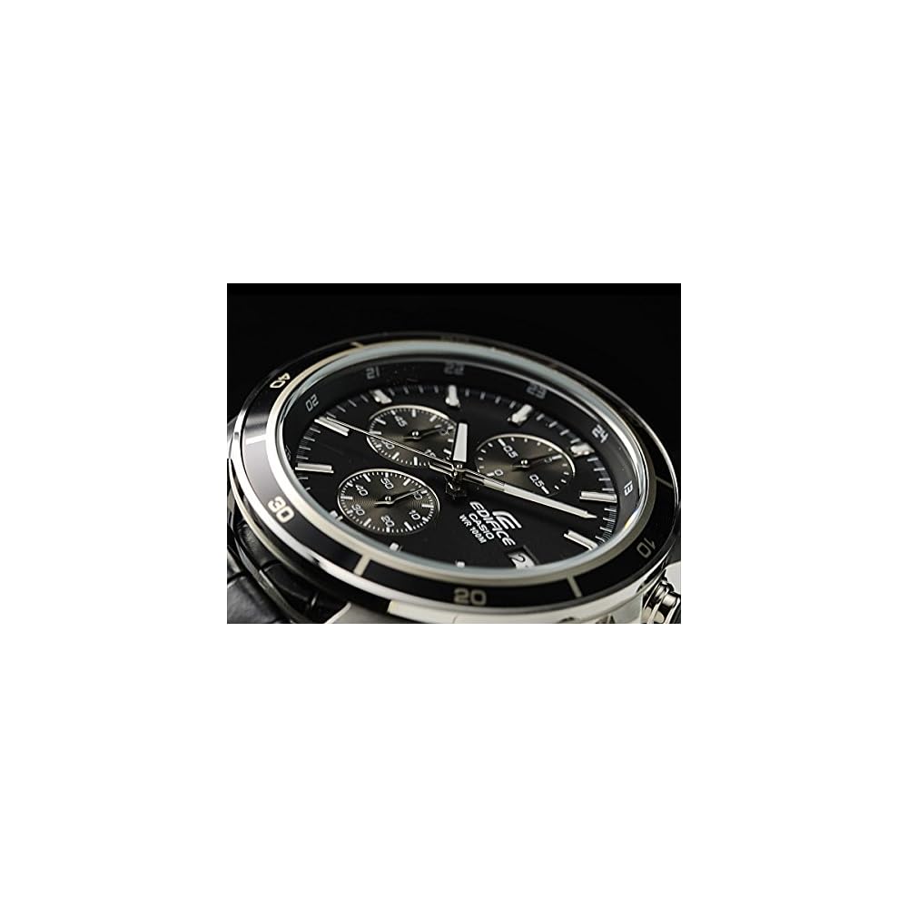 Casio Edifice Chronograph EFR-526L-1AV Men's Watch Leather Band Water Resistant