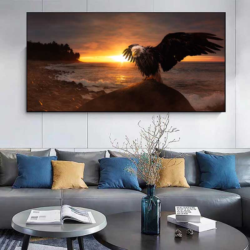 Животные Крылья Орла Холст Картина Пейзаж Море Небо Морской Пейзаж Плакаты и принты Настенная Картина Гостиная Домашний Декор Без Рамки