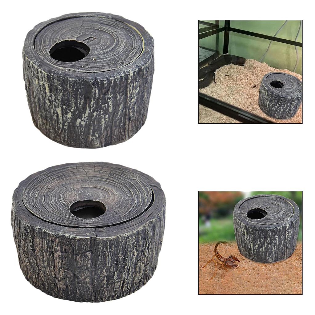 Прочный Рептильный Укрытие Смоляная Пещера Реалистичный Ствол Дерева Укрытие Укрытие Среда Обитания Аксессуар Прочный Декоративный для Террариума Геккона