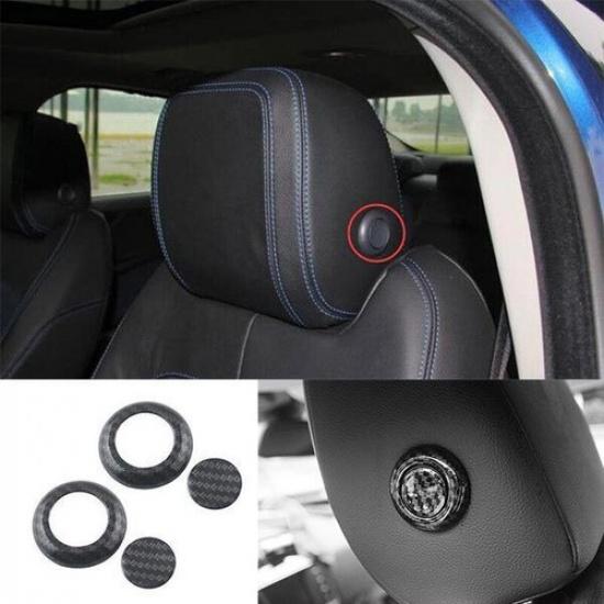 Carbon Fiber Cover Trim Seat Headrest Button Ring 4PCS For Jaguar XF 2016-2020