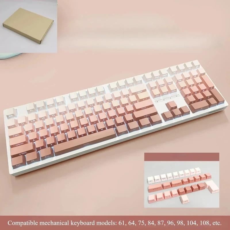 Xiaomi New 133 Keys Gradient Green Shine Through Keycaps Side Printed PBT Keycap Cherry Profile Double Shot for Mechanical Keyboards