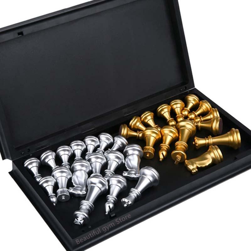 Средневековые шахматы с высококачественной шахматной доской, 32 золотых, серебряных шахматных фигуры, магнитная настольная игра, наборы шахматных фигурок Szachy Checker