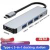 5 In 1 USB C Hub HDMI Adapter USB 3 0 Ports for Laptop Monitor Projection Multi Port Type C Dock