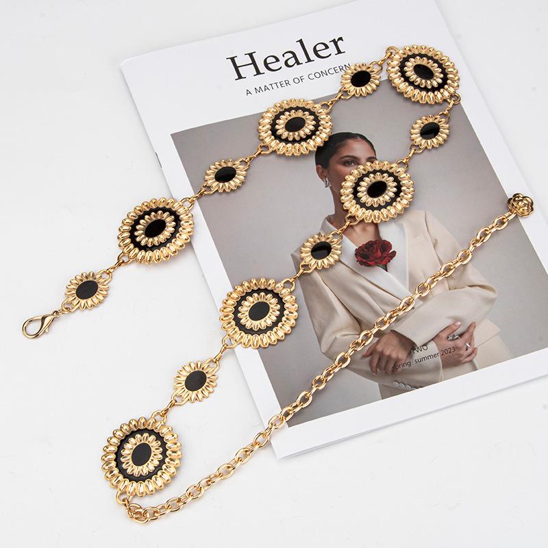 European and American National Style Metal Waist Chain Women's Personalized Versatile Dress Retro Waist Decoration Light Luxury Belt for Girls