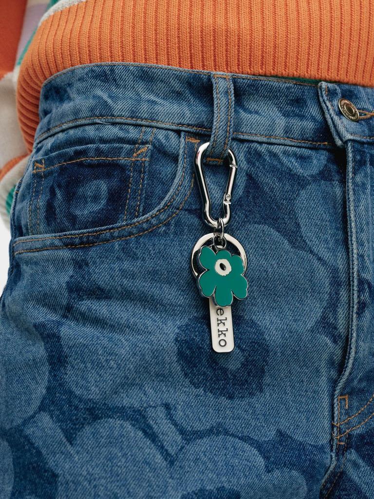 Marimekko Puhallus Unikko II Keychain for Women, 52_1_52259694173 F, Turquoise and Off-White