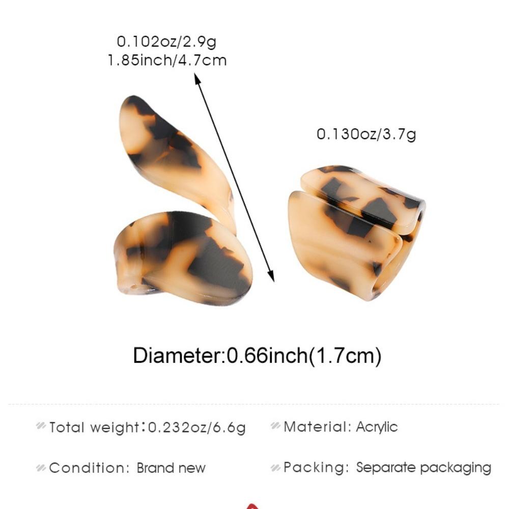 Sexy Exaggerated Irregular Geometric Line Maillard Brown Leopard Print Wide Acrylic Opening Rings for Women Finger Jewelry Gifts