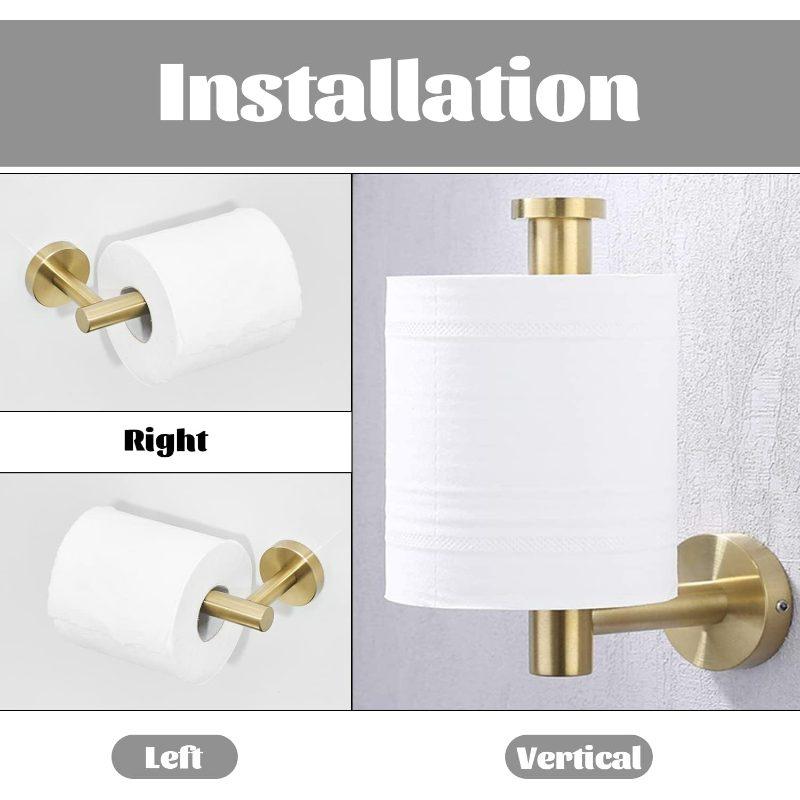 1set of Gold Bathroom Hardware Accessories, Hair + Gold Towel Ring Set, Including Bristle Gold Toilet Paper Holder.