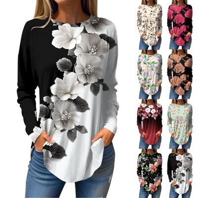 Футболки женские осенние повседневные рубашки с длинным рукавом толстовка винтажный графический принт топ пуловер ко Дню святого Валентина