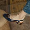 Retro Women Sandals Low-heeled Shoes Slingback Suede Office Ladies Shoes Elegant Slip On Woman Flat Sandals