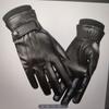 Men's Ski Leather Gloves, Winter Outdoor Riding Touch Screen Sheepskin Thermal Gloves