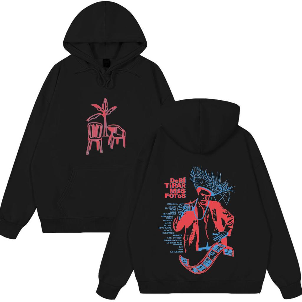 Rapper Bad Bunny Debi Tirar Mas Fotos DTMF Vintage Style Men's Women Hoodies Fashion Clothing Winter Hip Hop Couple Streetwears