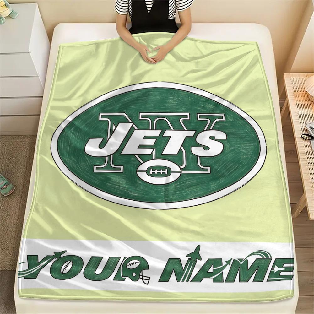 Custom Name New York Jets Flannel Blanket, High quality Comfortable for All Seasons, Home Decor, Warmth and Comfort
