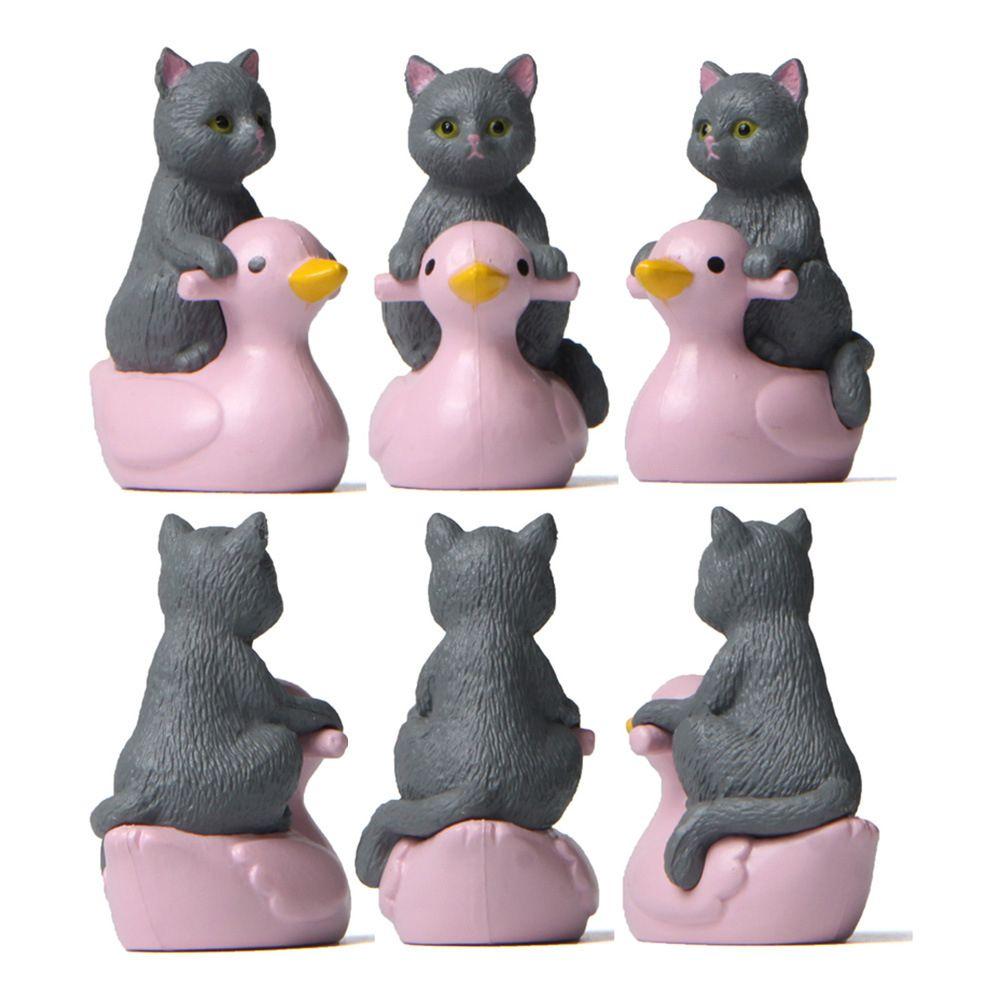 Toy Home Decoration Ornament Desktop Cat Ornaments Sitting Pink Duck Cat Small Statue Cat Miniature