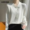 Spring and Autumn Women's Knitwear POLO Collar Single Row Double Button Classic Solid Color Long Sleeve Knit Sweater