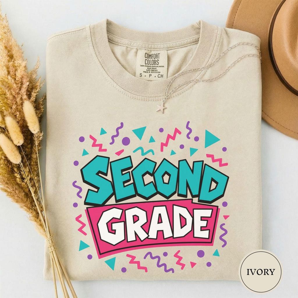 Second Grade Shirt, Retro 90s Teacher Tee, 2nd Grade Teacher Gift, Nostalgic Back to School Tshirt, School Crew Gift Idea, Retro Gift