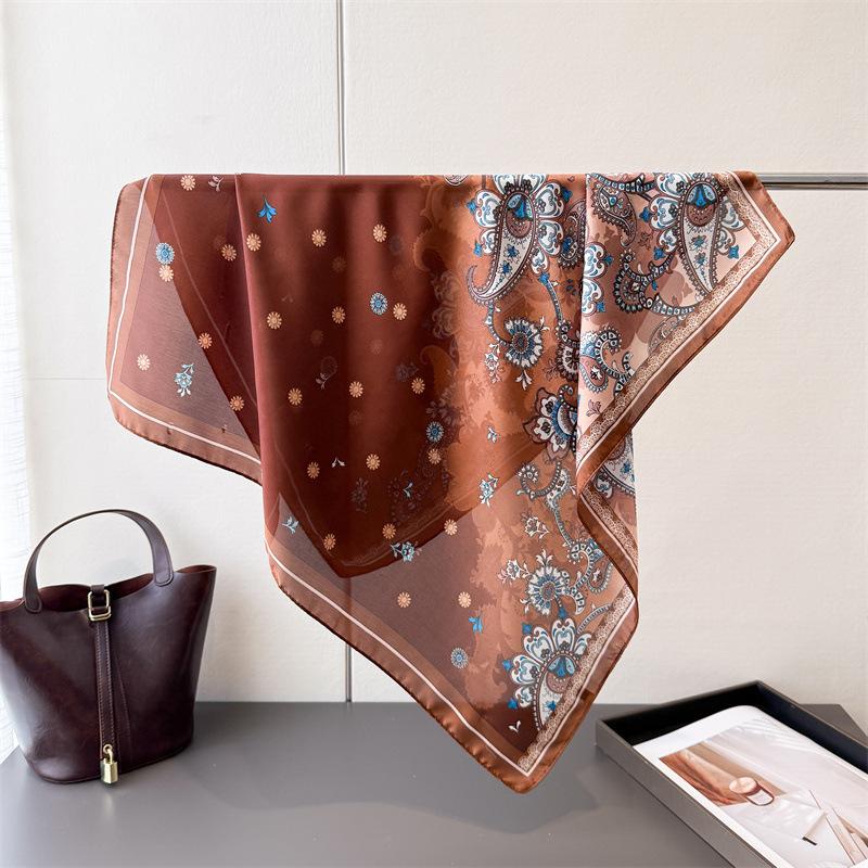 Paisley Style Printing Imitation Silk Scarf Square Scarf High-End Shawl Versatile Neck Small Square Scarf Headscarf Scarf