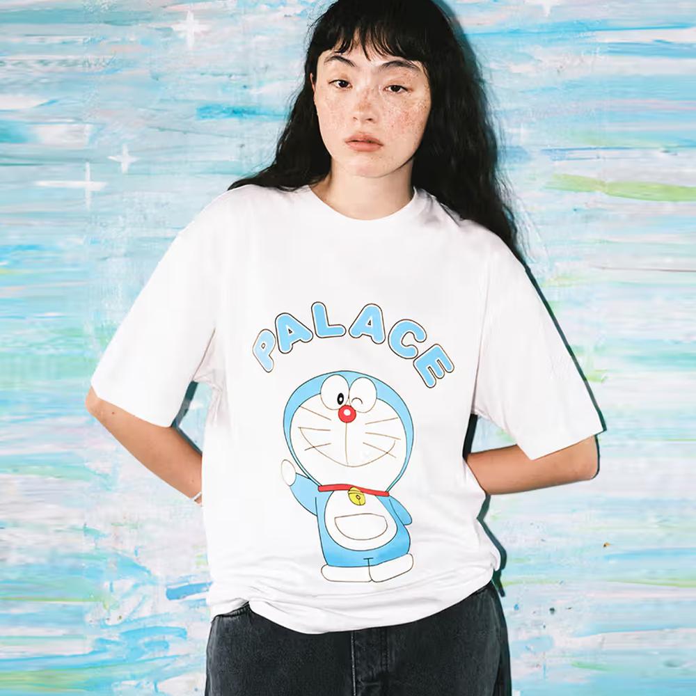 Palace X Doraemon T-Shirt White Unisex Tops P29TS022