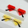 Rave Party Prom Diamond Shaped Triangle Sunglasses for Women Rimless Sun Glasses Retro Shades