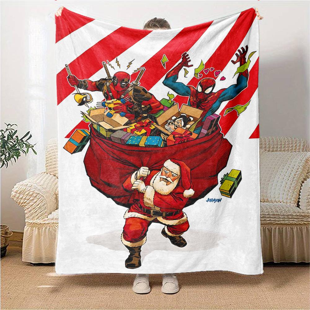 Superheroes Santa Gift Delivery Blanket Soft Throw Blanket For Home Bedroom Bed Sofa Travel Office Solid Christmas Blanket