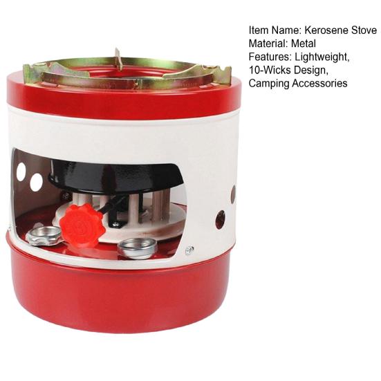 Portable 10-Wicks Kerosene Stove 3-5 Person Lightweight Camp Stove Heater Outdoor Cooking BBQ Picnic Camping Hiking Kerosene Furnace Burner