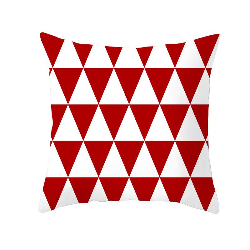 Red Geometric Cushion Cover 45X45 Pillowcase Decor Sofa  Polyester  Home