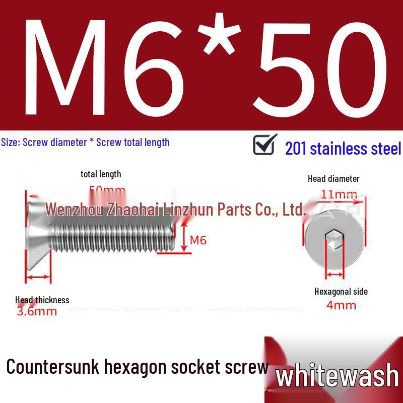 201 Stainless Steel Hex Socket Countersunk Flat Head Screws
